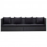 Sofa ogrodowa z poduszkami, polirattan, czarna