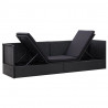 Sofa ogrodowa z poduszkami, polirattan, czarna