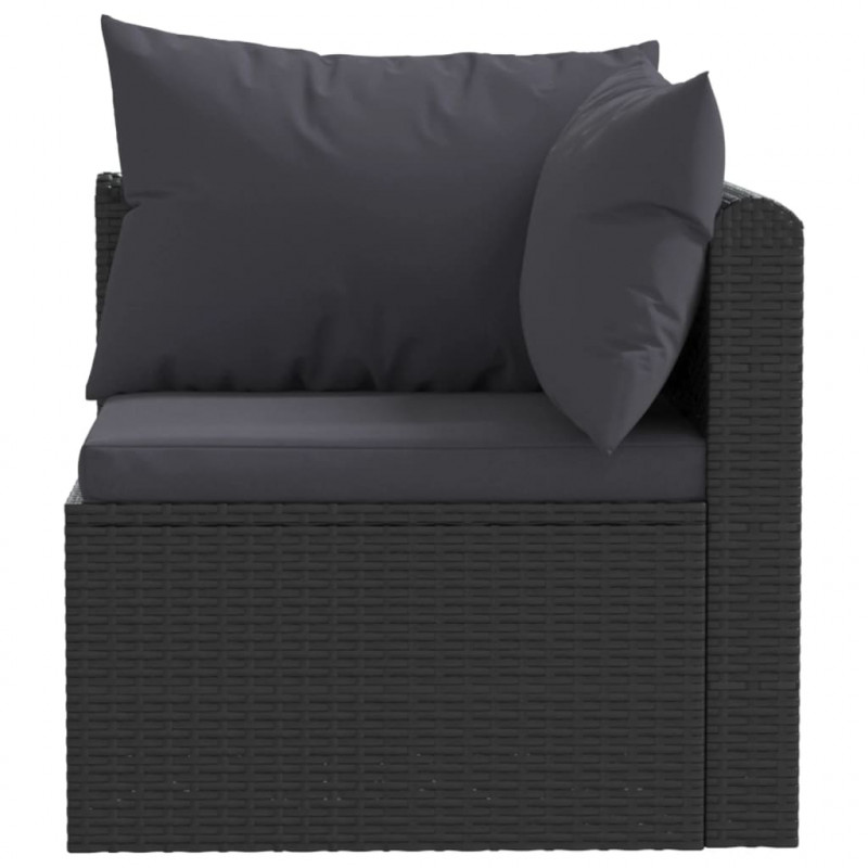 5-częściowy zestaw mebli do ogrodu, poduszki, rattan PE, czarny