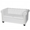 Sofa 2-osobowa w stylu Chesterfield, sztuczna skóra, biała