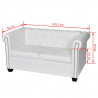 Sofa 2-osobowa w stylu Chesterfield, sztuczna skóra, biała