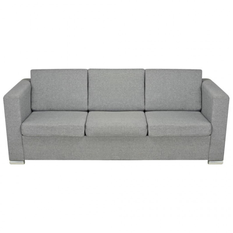 Sofa 3-osobowa, tapicerowana tkaniną, jasnoszara