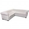 Sofa Chesterfield, pięcioosobowa, biała, sztuczna skóra