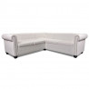 Sofa Chesterfield, pięcioosobowa, biała, sztuczna skóra