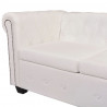 Sofa Chesterfield, pięcioosobowa, biała, sztuczna skóra