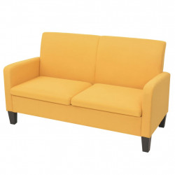 Sofa 2-osobowa, żółta, 135 x 65 x 76 cm
