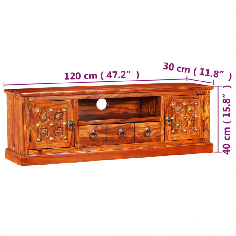 Szafka pod telewizor, lite drewno sheesham, 120x30x40 cm