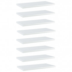 Półki na książki, 8 szt., wysoki połysk, białe, 40x20x1,5 cm
