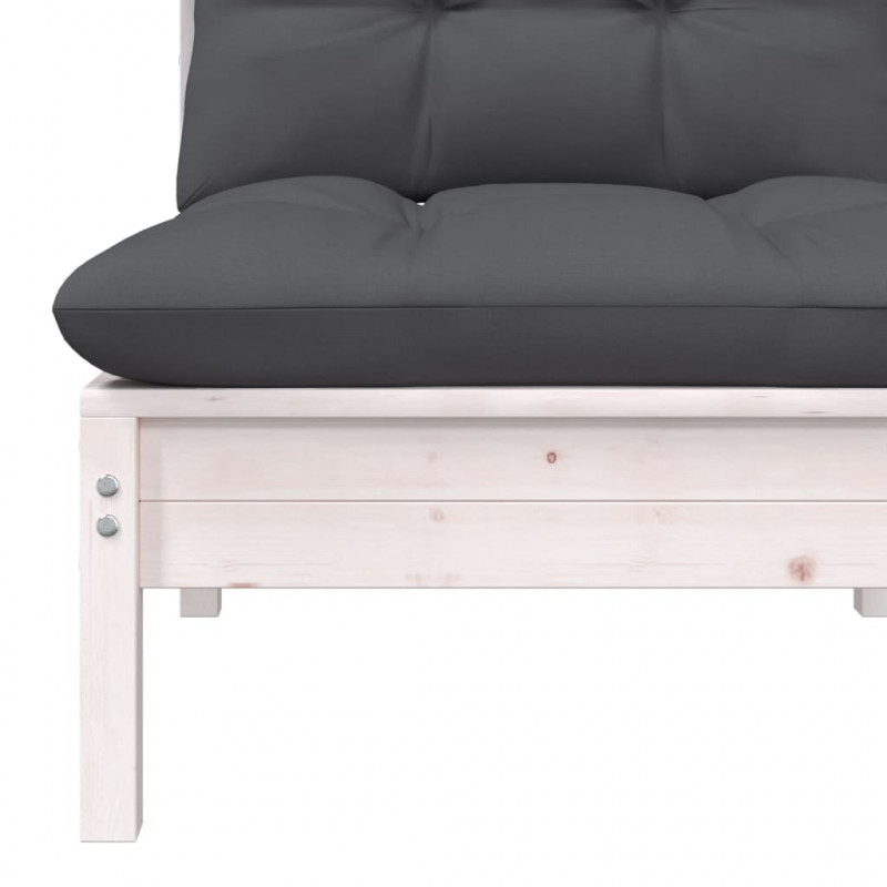 2-osobowa sofa ogrodowa z poduszkami, biała, drewno sosnowe