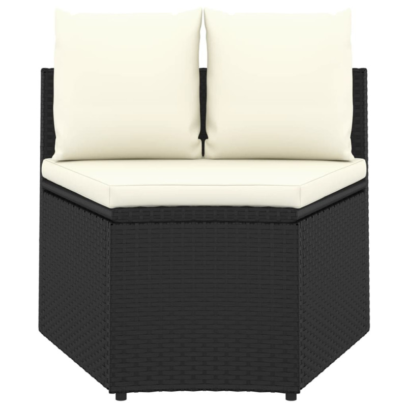7-częściowa sofa ogrodowa z poduszkami, rattan PE, czarna