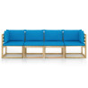 Ogrodowa sofa 4-os. z jasnoniebieskimi poduszkami