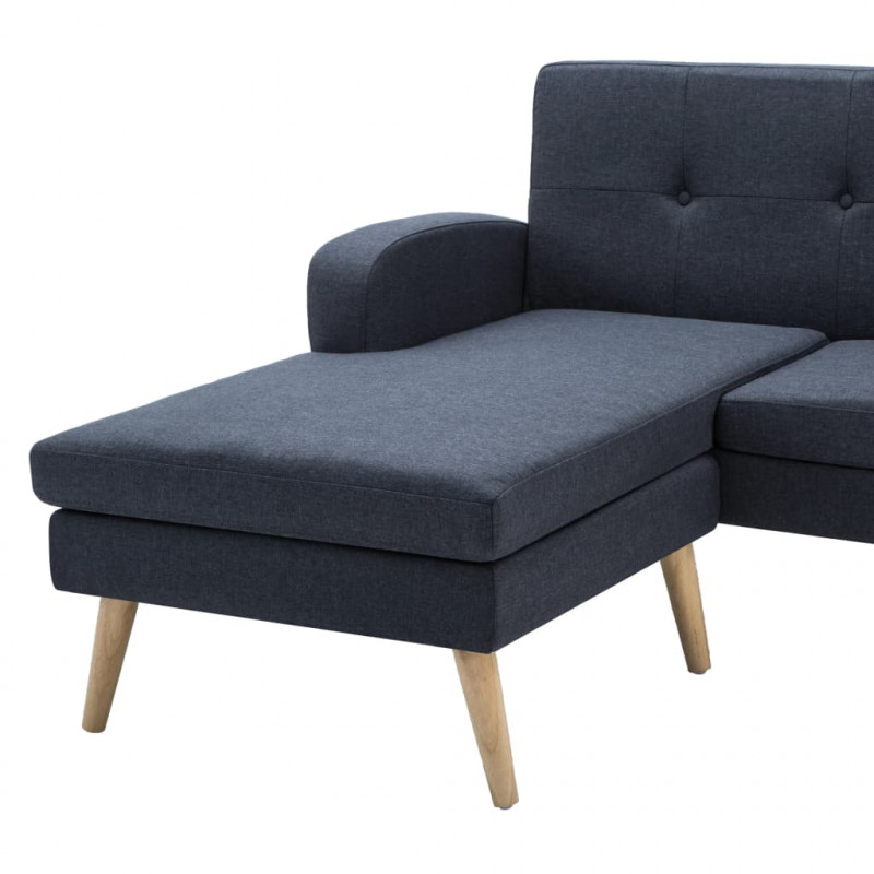 Sofa w kształcie L, obita tkaniną, 186x136x79 cm, ciemnoszara