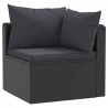 2-częściowa sofa ogrodowa, z poduszkami, polirattan, czarna