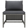Środkowa sofa modułowa z poduszkami, polirattan, szara