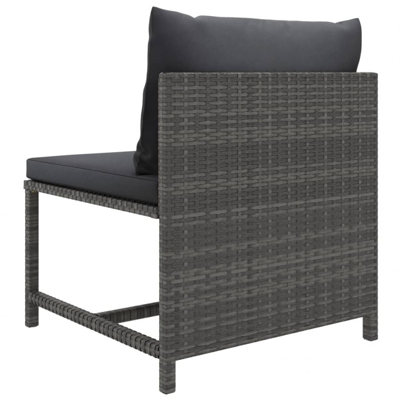 Środkowa sofa modułowa z poduszkami, polirattan, szara