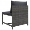 Środkowa sofa modułowa z poduszkami, polirattan, szara