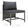 Środkowa sofa modułowa z poduszkami, polirattan, szara