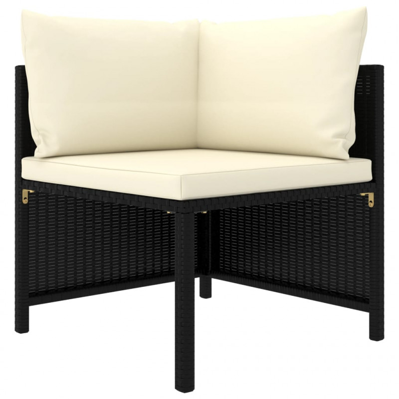 Narożna sofa modułowa z poduszką, polirattan, czarna