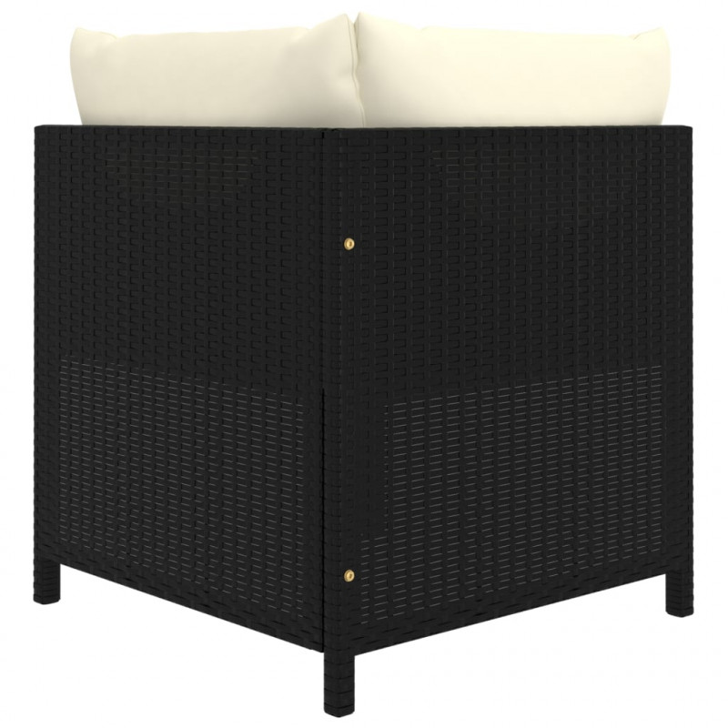 Narożna sofa modułowa z poduszką, polirattan, czarna