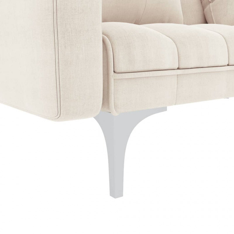 Sofa rozkładana, kremowa, tapicerowana tkaniną