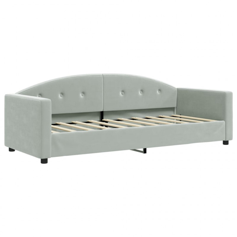 Sofa z funkcją spania, jasnoszara, 80x200 cm, obita aksamitem