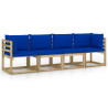 Ogrodowa sofa 4-os. z niebieskimi poduszkami