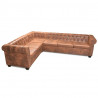 Sofa rogowa Chesterfield sześcioosobowa brązowa, sztuczna skóra