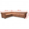 Sofa rogowa Chesterfield sześcioosobowa brązowa, sztuczna skóra