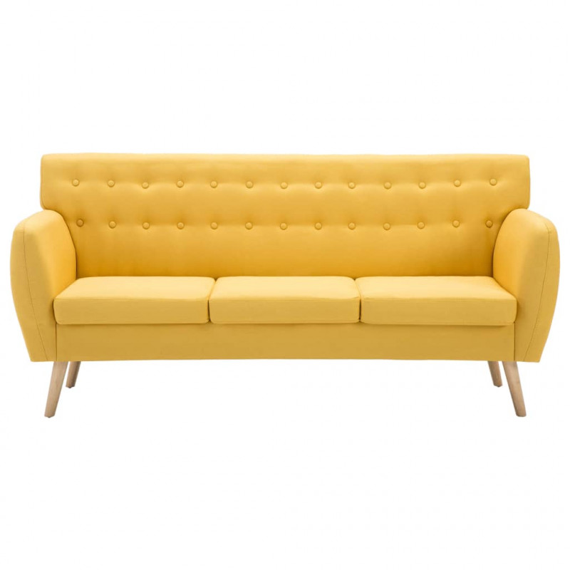 3-osobowa sofa tapicerowana tkaniną, 172x70x82 cm, żółta
