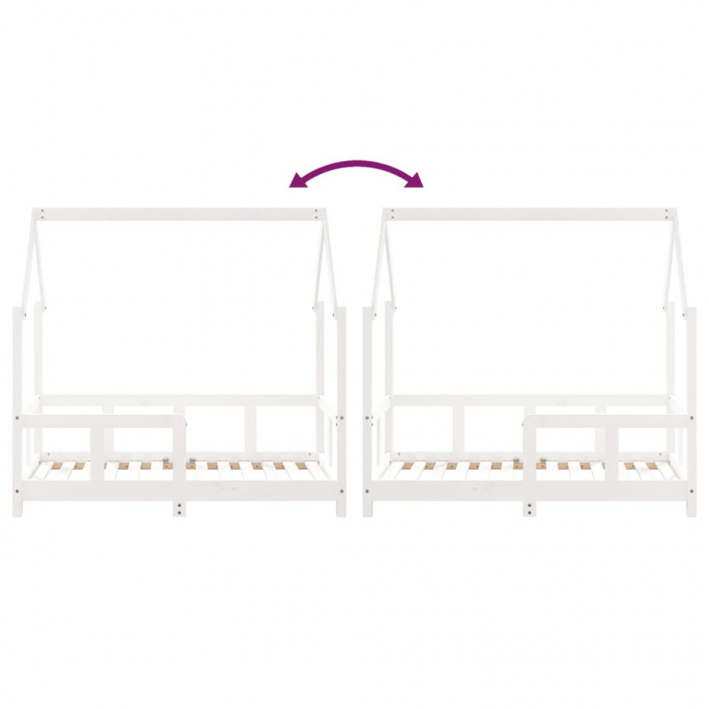 Rama łóżka dziecięcego, biała, 70x140 cm, drewno sosnowe