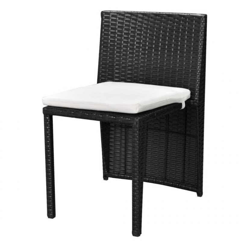 3-cz. zestaw mebli bistro z poduszkami, rattan PE, czarny