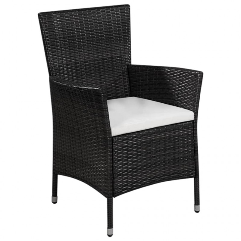 3-cz. zestaw mebli bistro, rattan PE, czarny