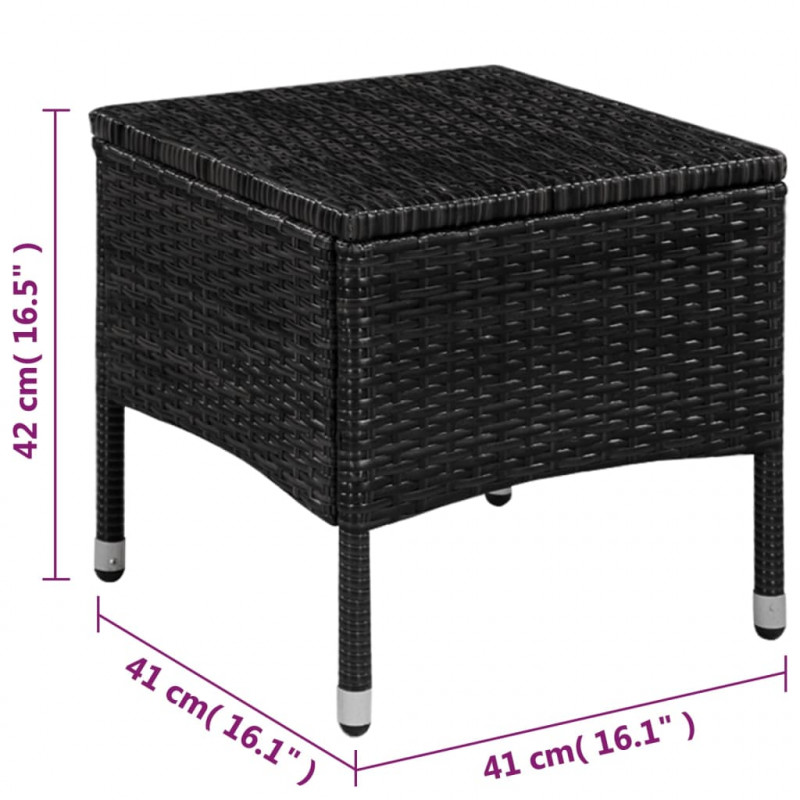 3-cz. zestaw mebli bistro, rattan PE, czarny