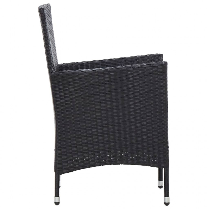 7-cz. zestaw mebli ogrodowych z poduszkami, rattan PE, czarny