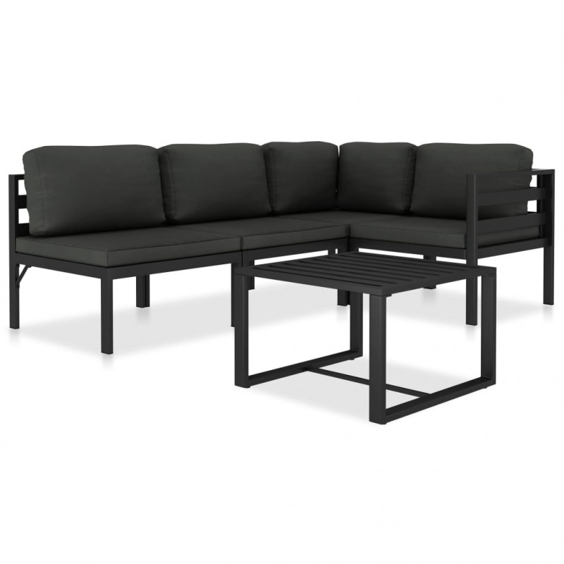 5-cz. zestaw wypoczynkowy, poduszki, aluminium, antracyt