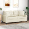 2-osobowa sofa z poduszkami, kremowa, 140 cm, sztuczna skóra