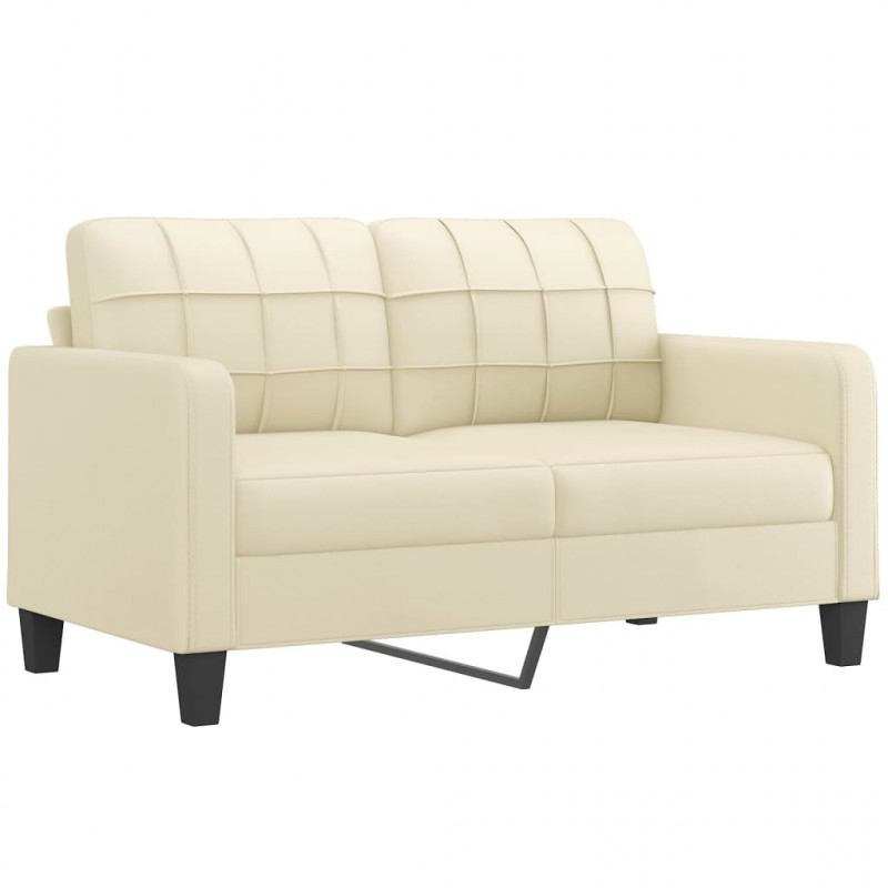 2-osobowa sofa z poduszkami, kremowa, 140 cm, sztuczna skóra