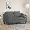 2-osobowa sofa z poduszkami, ciemnoszara, 120 cm, tkanina