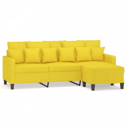 3-osobowa sofa z podnóżkiem, jasnożółty, 180 cm, tkaniną