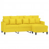 3-osobowa sofa z podnóżkiem, jasnożółty, 180 cm, tkaniną