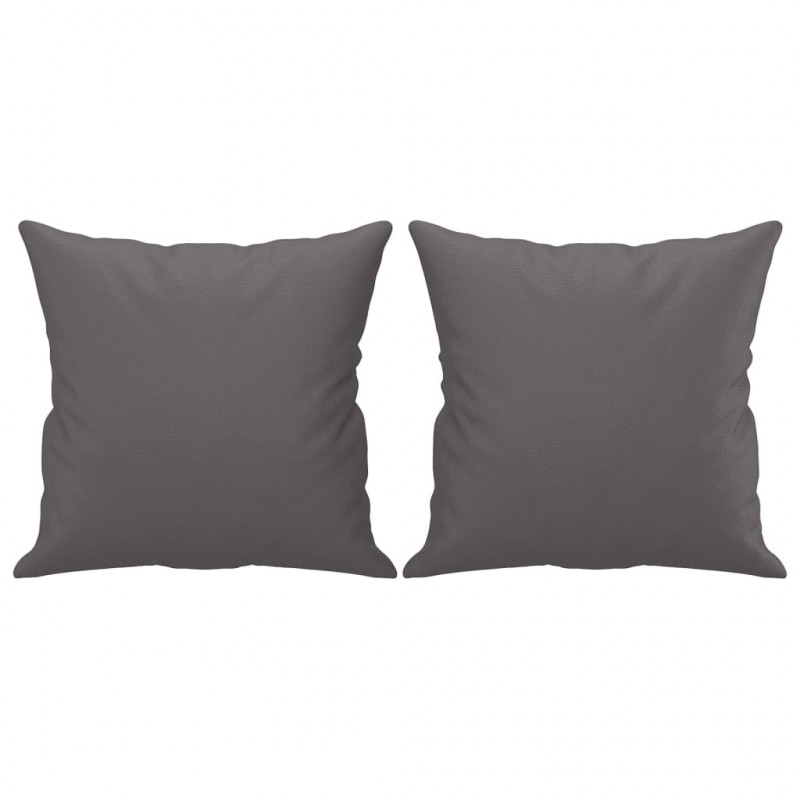 3-osobowa sofa z poduszkami, szara, 180 cm, sztuczna skóra