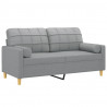 2-osobowa sofa z poduszkami, jasnoszara, 140 cm, tkanina