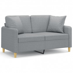 2-osobowa sofa z poduszkami, jasnoszara, 120 cm, tkanina