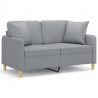 2-osobowa sofa z poduszkami, jasnoszara, 120 cm, tkanina