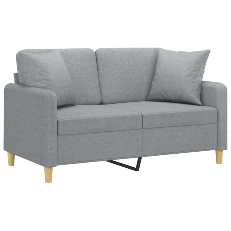 2-osobowa sofa z poduszkami, jasnoszara, 120 cm, tkanina