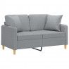 2-osobowa sofa z poduszkami, jasnoszara, 120 cm, tkanina