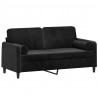 2-osobowa sofa z poduszkami, czarna, 140 cm, aksamit