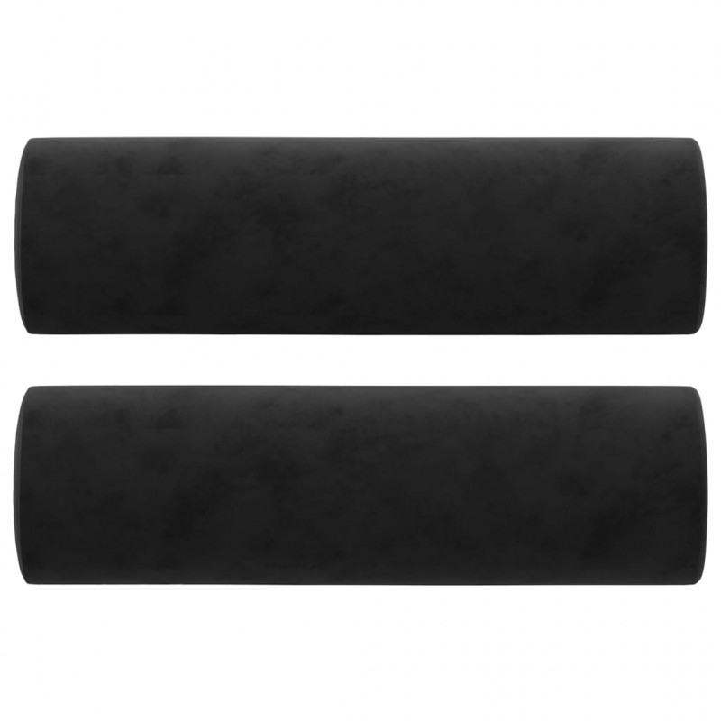 2-osobowa sofa z poduszkami, czarna, 140 cm, aksamit