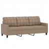 3-osobowa sofa z poduszkami, cappuccino, 180 cm, sztuczna skóra