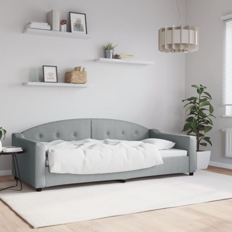 Sofa z funkcją spania, jasnoszara, 90x200 cm, obita tkaniną